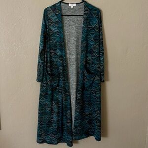 LuLaRoe Sarah long cardigan sweater with a geometric pattern Small